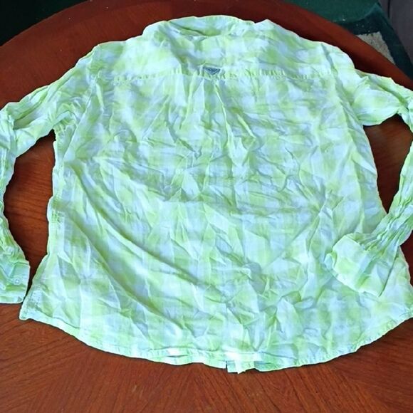 Lime Green Button-Up Shirt - Size: L     (1067) - Picture 5 of 6